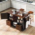 Kitchen Island With Drop Leaf 2 Doors 2 Drawers Rolling Kitchen Island On 4 Wheels Kitchen Storage Cart With Power Outlet