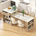 Kitchen Island With Extendable Dining Table Power Outlet Kitchen Table With Double Side Storage 2 Drawers 2 Open Shelves