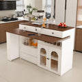 Kitchen Island With Extendable Table Expandable Dining Table With Glass Door Cabinets With Built In Socket For 2 4 Person