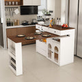 Kitchen Island With Extendable Rotating Table Kitchen Table With Power Outlet 4 Drawers Glass Door Cabinets