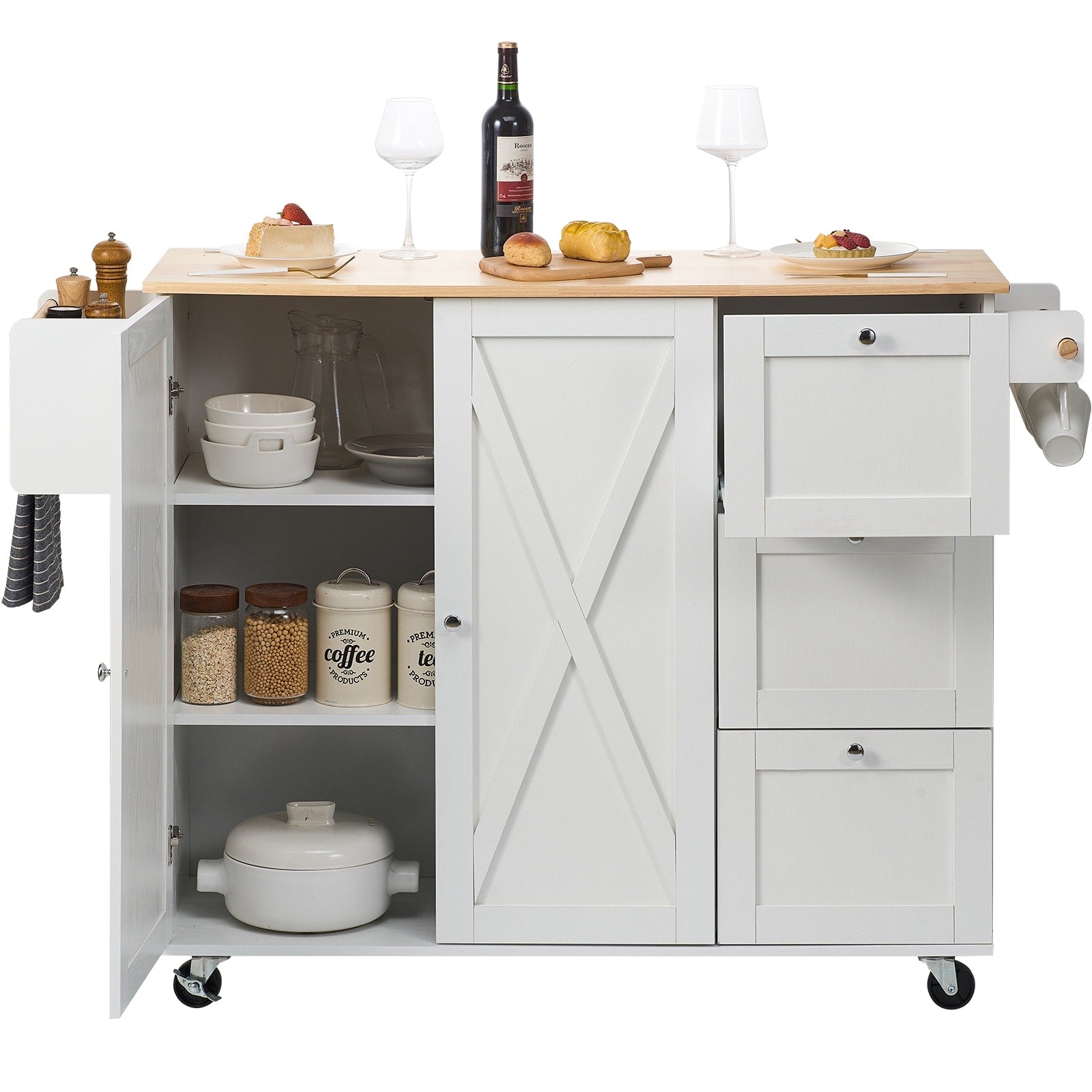 Kitchen Island With Storage Cabinet And Drop Leaf Rolling Kitchen Table Mobile Carts With Spice Rack