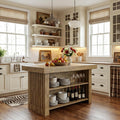 Kitchen Island With Storage 63 Inch Stationary Butcher Block Island Table With Open Shelves Large Kitchen Counter