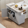 Kitchen Island With Trash Can Storage Cabinet Adjustable Shelf Drop Leaf Spice Rack Towel Rack Drawer