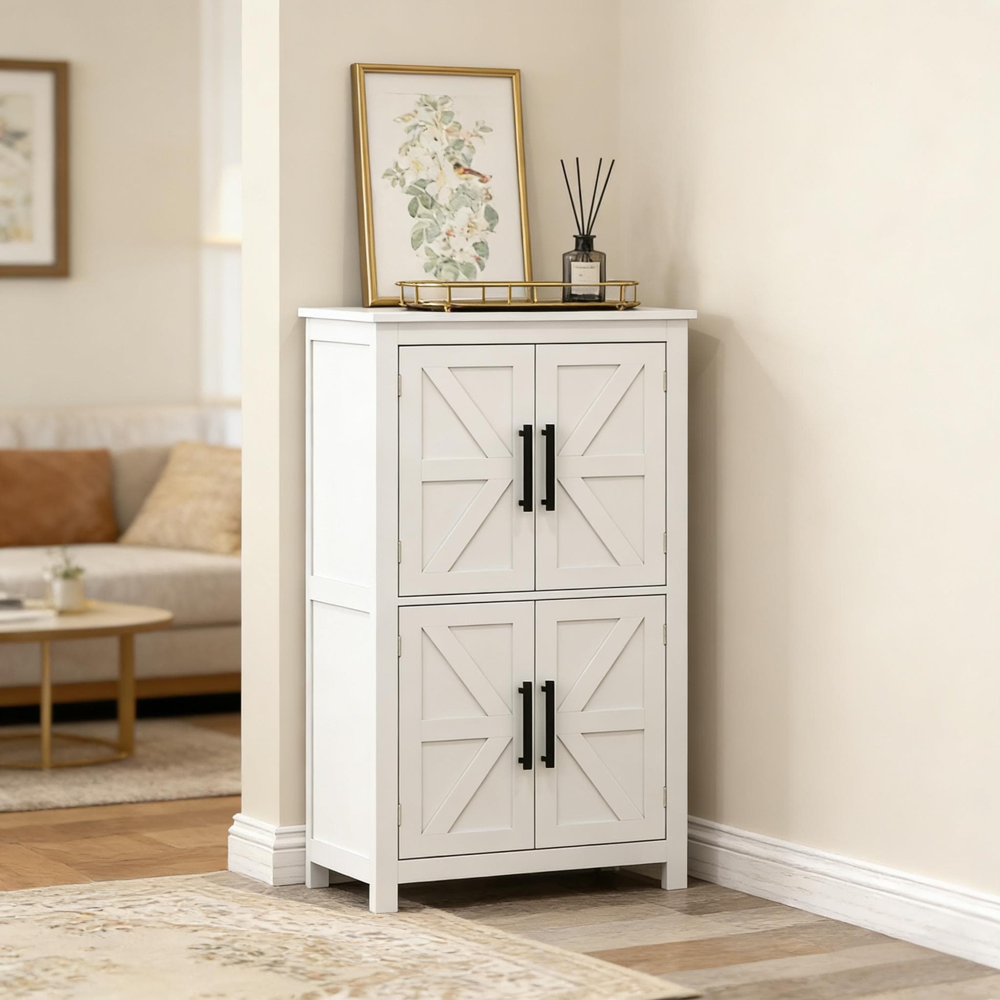 Kitchen Pantry Cabinet Side Cabinet With Adjustable Shelves White Storage Cabinet Base Cabinet Accent Cabinet