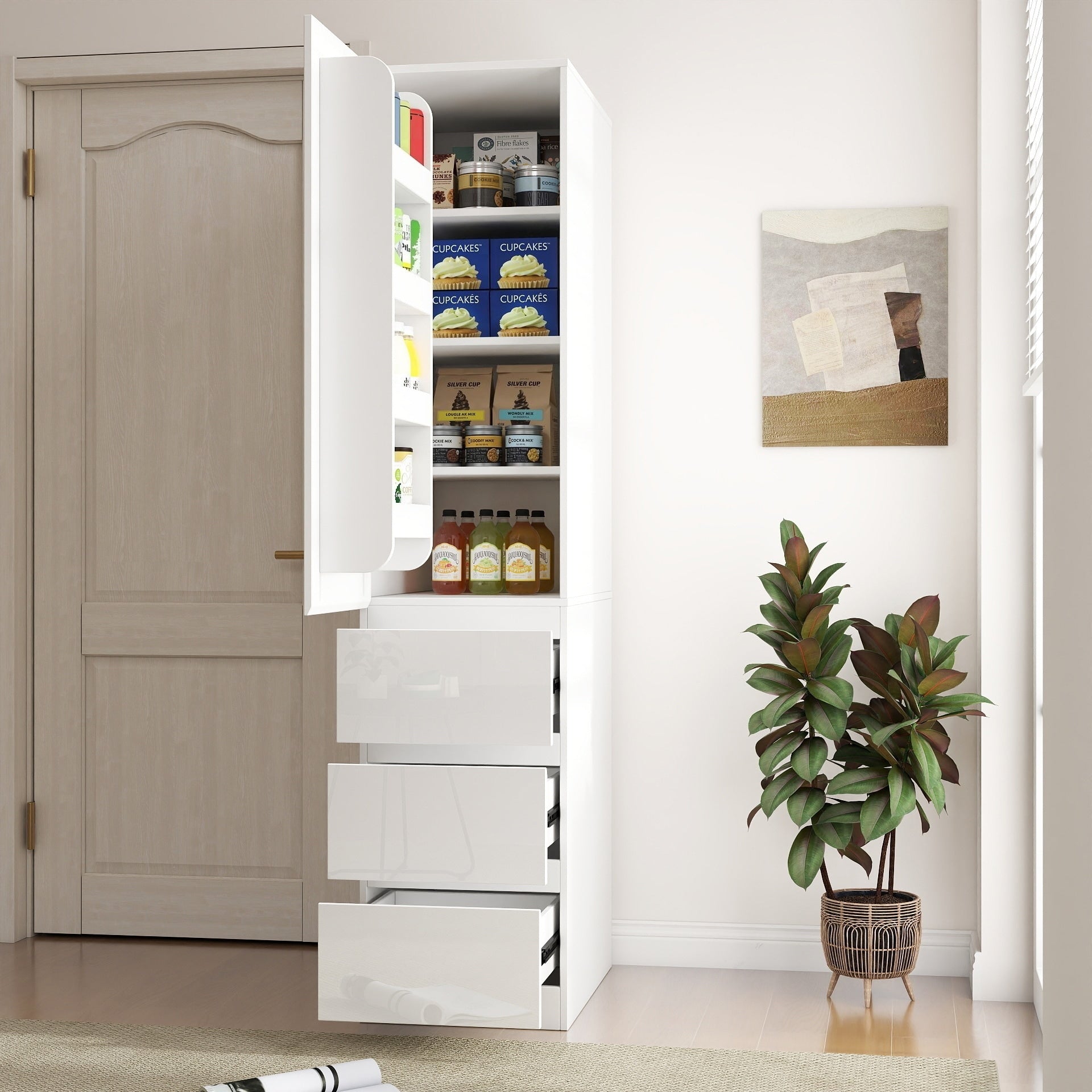 Kitchen Pantry Storage Cabinet Food Pantry Cabinet With Doors Shelves And Drawers
