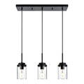 Kitchen Pendant Lighting Over Island 3 Lights Linear Chandelier Light Fixtures Ceiling Hanging Lamp With Clear Glass Shade