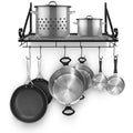 Kitchen Wall Pot Pan Rack With 10 Hooks Black