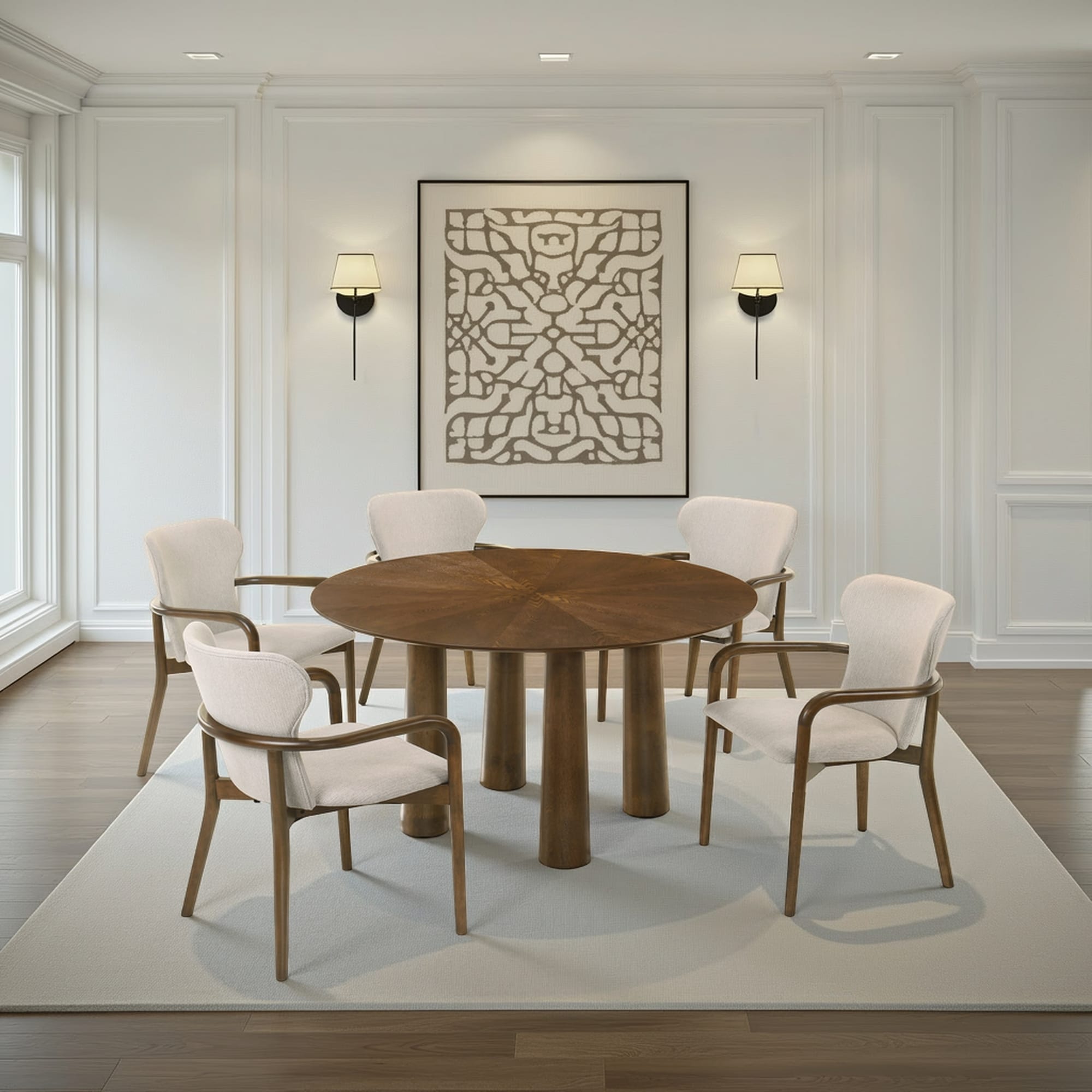 Klarissa Mid Century Modern 6 Piece Wood Dining Set In Walnut Finish
