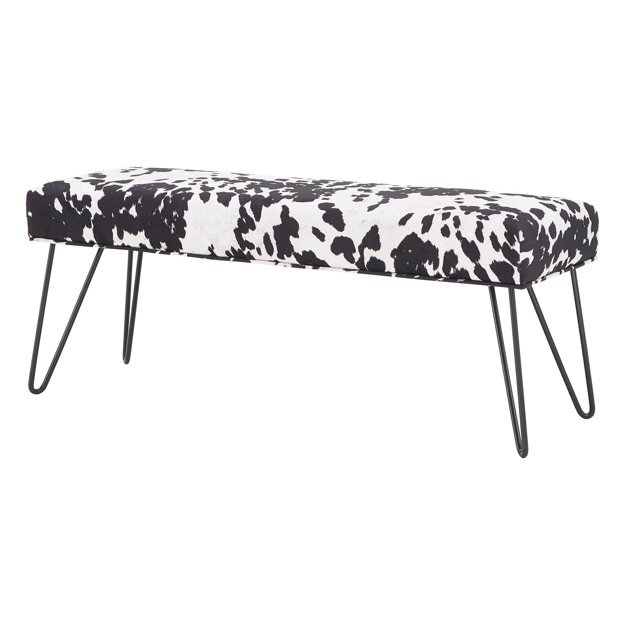 Klaus Velvet Tufted Or Cow Print Bench By Inspire Q Bold