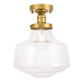 Ivy Terrace Klyle Iron 1 Light Flush Mount Light Fixture With Clear Bubble Glass Shade