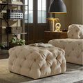 Knightsbridge Ii Beige Linen Tufted Ottoman By Inspire Q Artisan