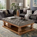 Knightsbridge Tufted Linen Baluster 60 Inch Cocktail Ottoman By Inspire Q Artisan