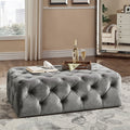 Knightsbridge Rectangular Linen Tufted Cocktail Ottoman With Casters By Inspire Q Artisan