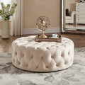 Knightsbridge Round Tufted Cocktail Ottoman With Casters By Inspire Q Artisan 41.75 D X 16 H