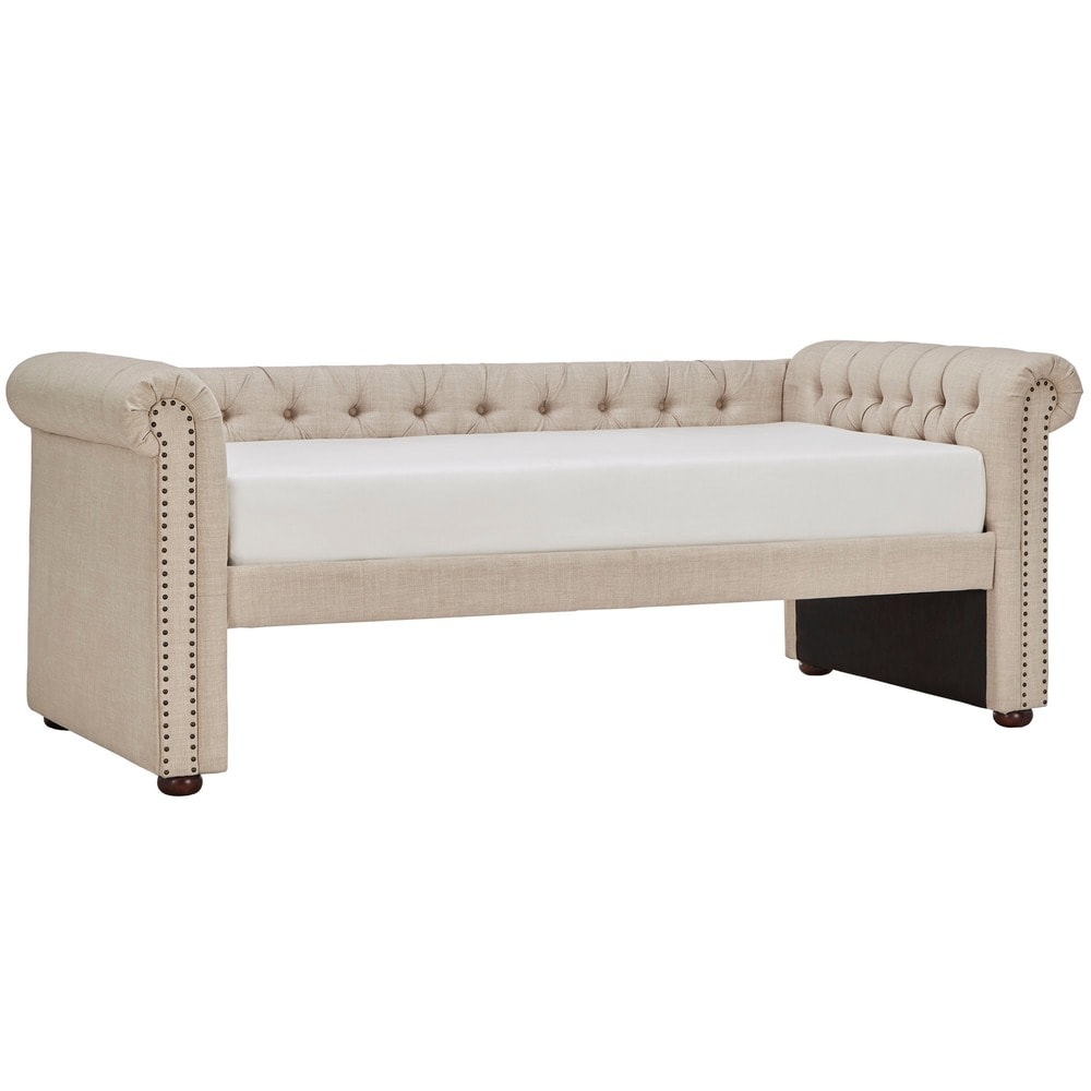 Knightsbridge Tufted Twin Scroll Arm Chesterfield Daybed And Trundle By Inspire Q Artisan