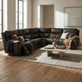 Knox 6 Piece Double Power Leather Match Sectional