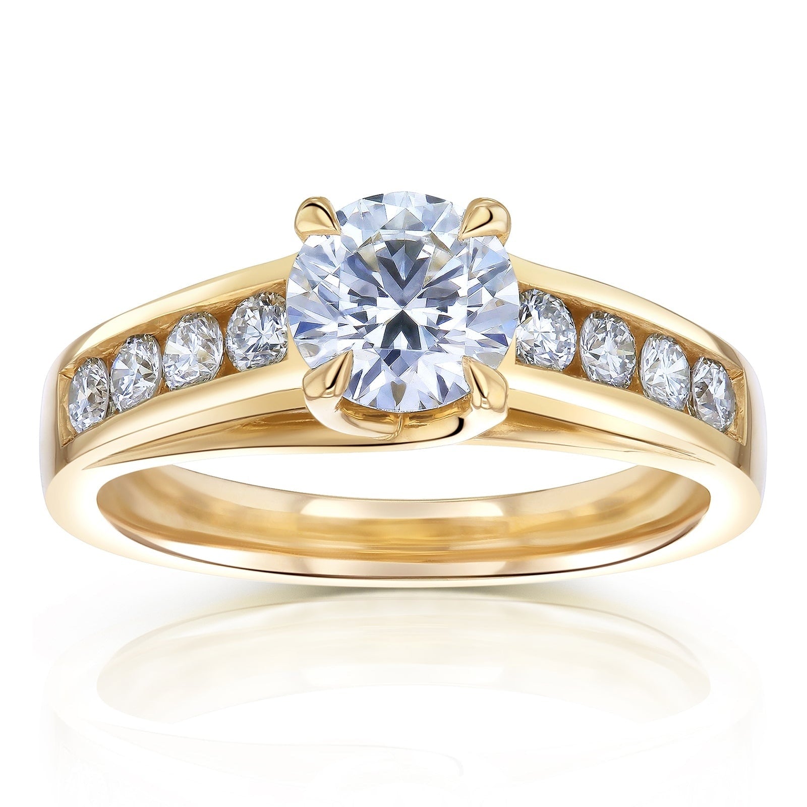 Kobelli 1.45 Carats Diamond 14K Solid Gold Round Lab Grown Channel Engagement Ring Certified Ef Vs Ex