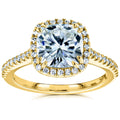 Kobelli 2 Carats Diamond 14K Solid Gold Lab Grown Halo Cushion Capri Ring Ef Vs Certified