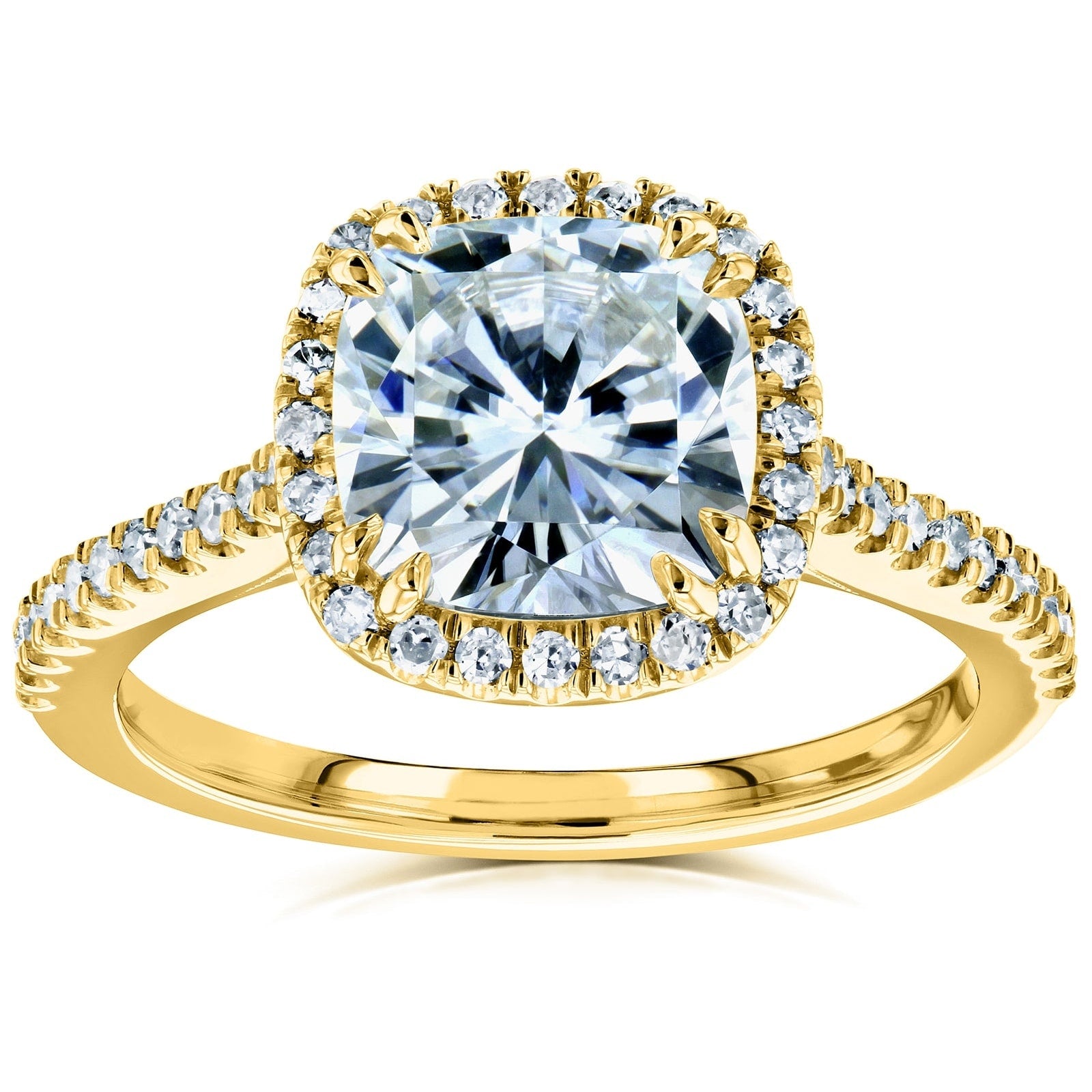 Kobelli 2 Carats Diamond 14K Solid Gold Lab Grown Halo Cushion Capri Ring Ef Vs Certified