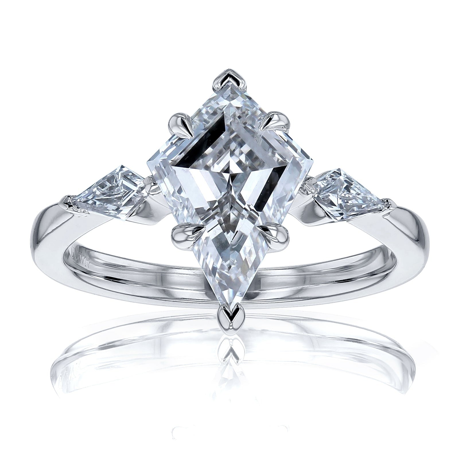 Kobelli 2.44 Carats Kite Diamond 14K Solid White Gold Lab Grown 3 Stone Artemis Engagement Ring Ef Vs Certified