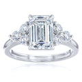 Kobelli 2.5 Carats Diamond Emerald Lab Grown 14K Solid Gold Side Cluster Engagement Ring Certified Ef Vs