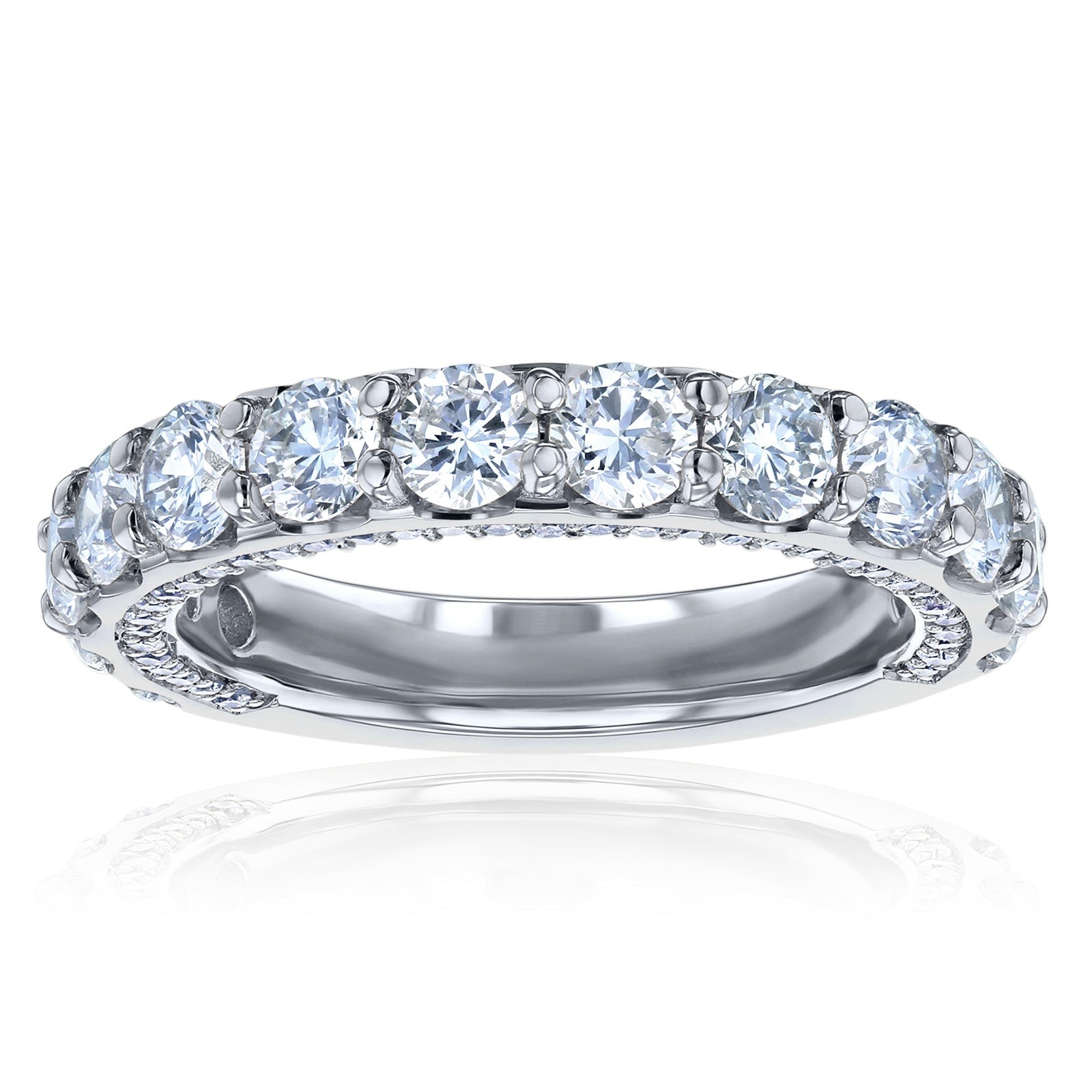 Kobelli 2.6 Carats Lab Grown Diamond 14K Solid Gold Multi Row Vera Wedding Ring Def Vs