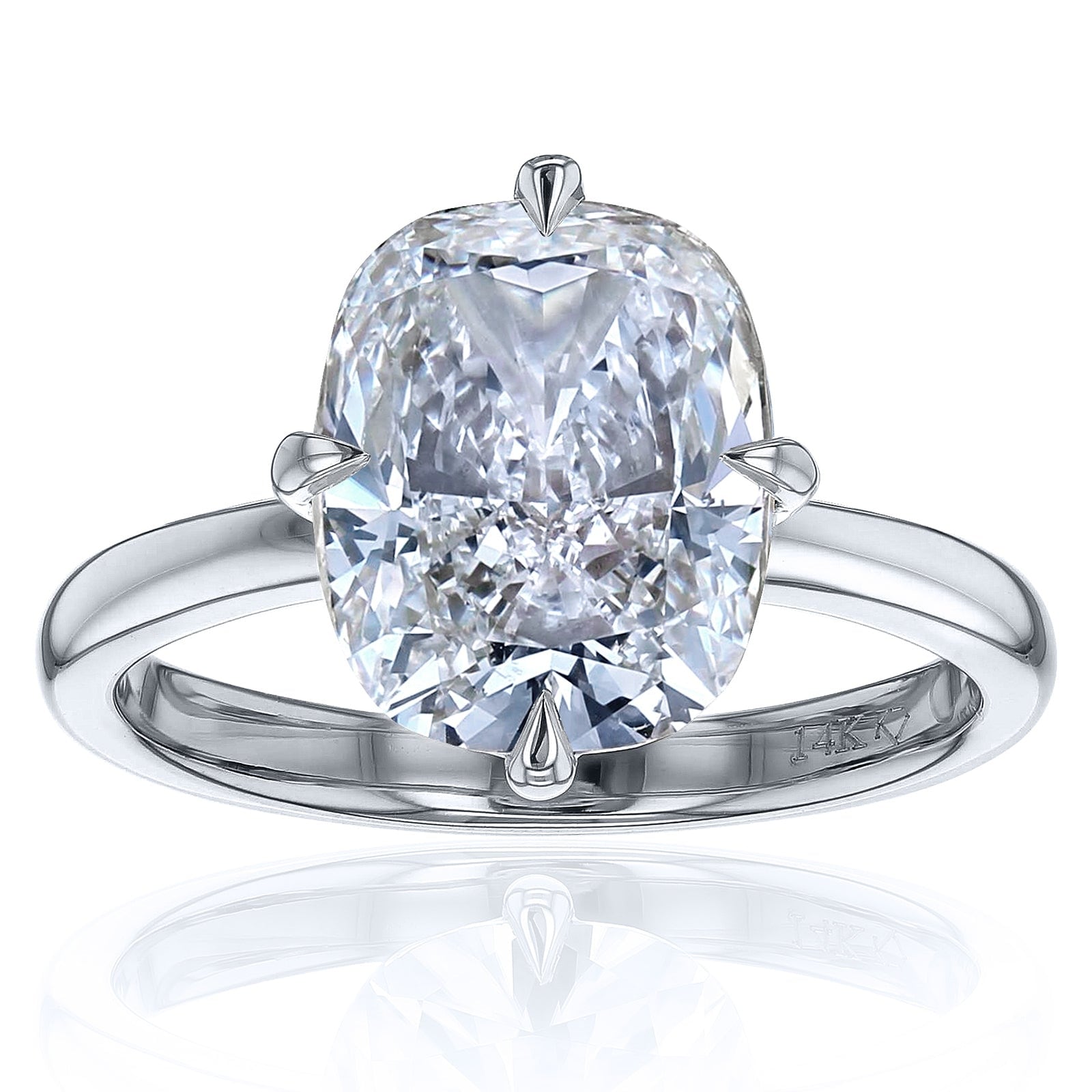 Kobelli 3 Carat Diamond 14K Solid Gold Elongated Cushion Solitaire Starlight Engagement Ring Ef Vs Certified