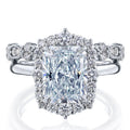 Kobelli 3.1 Carats Radiant Diamond 14K Solid Gold Rococo Halo Vintage Style Raen Bridal Rings 2Pc Set Def Vs Certified