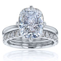 Kobelli 3.40 Carats Diamond 14K Solid Gold Elongated Cushion Starlight 2Pc Bridal Rings Set Ef Vs Certified