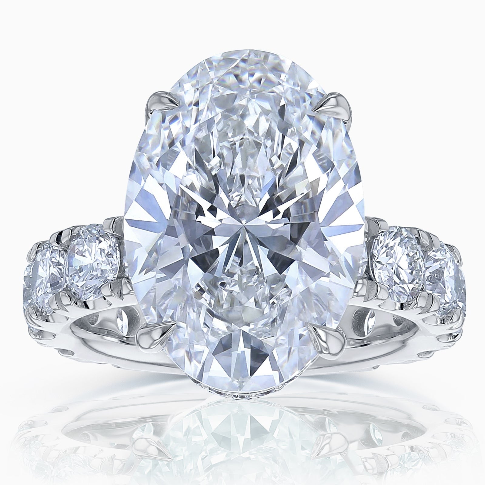Kobelli 8.5 Carats Oval Diamond 14K Solid Gold Lab Grown Half Eternity Adler Engagement Ring Ef Vs Certified
