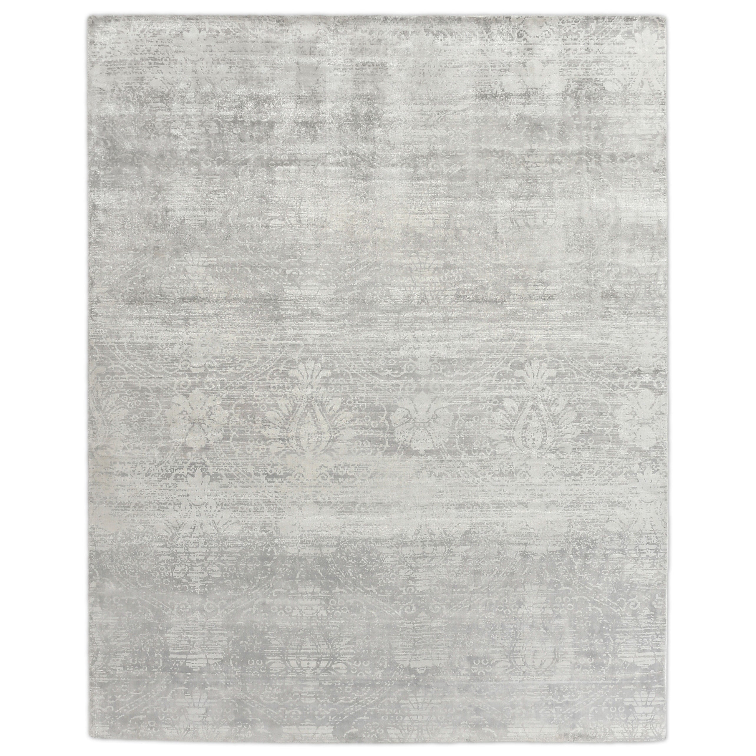 Koda Handloomed Bamboo Silk Blue Gray Area Rug