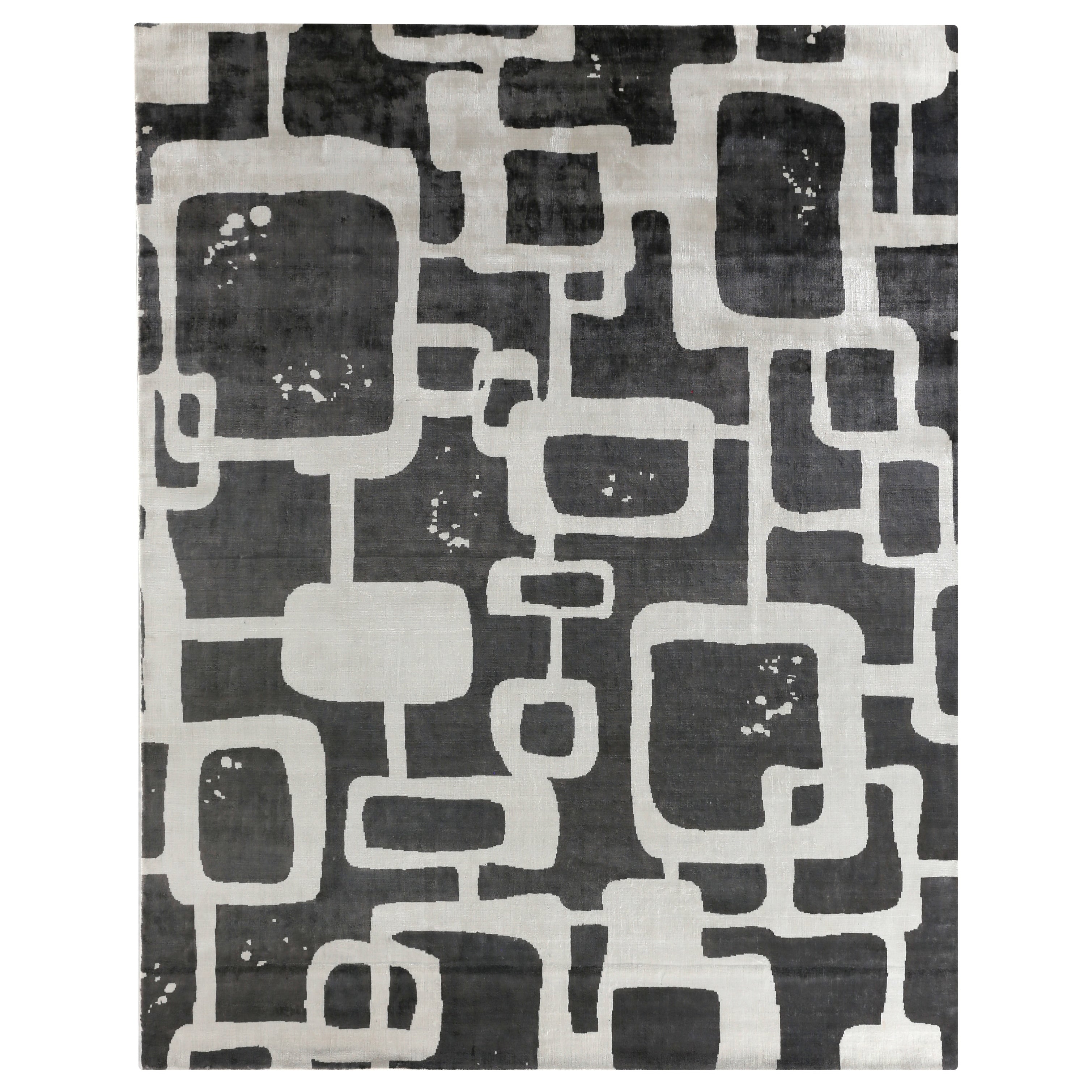 Koda Handloomed Bamboo Silk Gray Ivory Area Rug 8 X 10