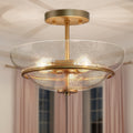 Mid Century 3 Light Semi Flush Mount Ceiling Lighting Fixture W12 X H9