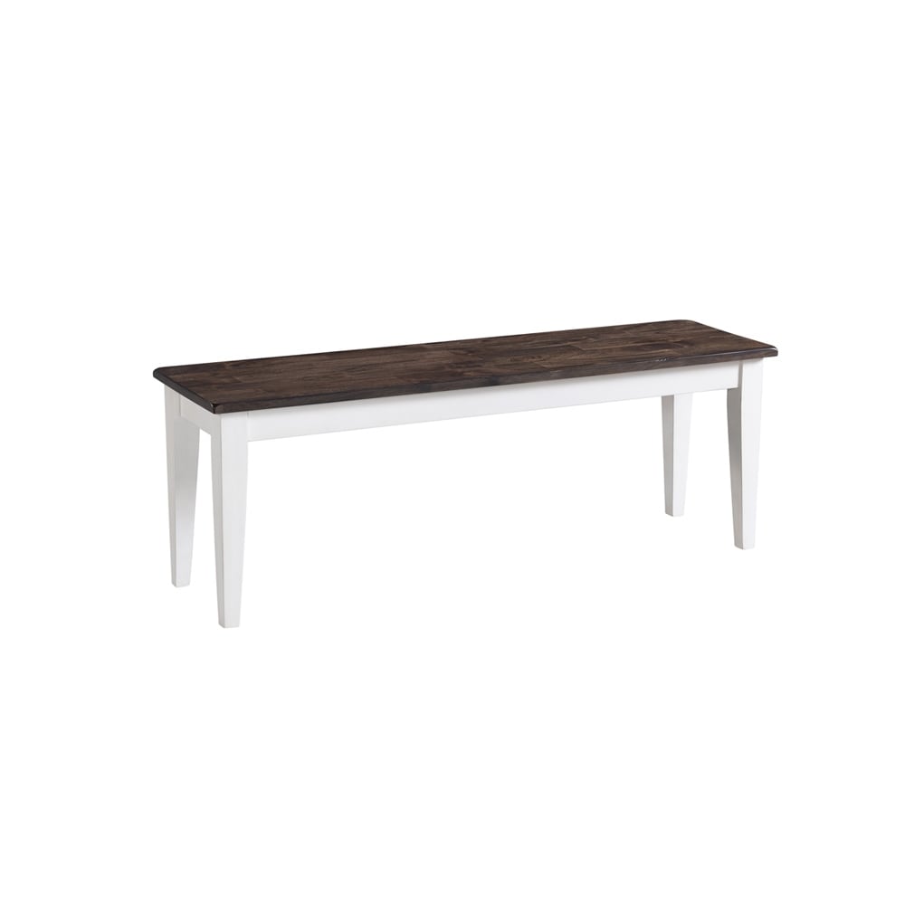 Kona Grey And White Backless Bench With Wood Seat