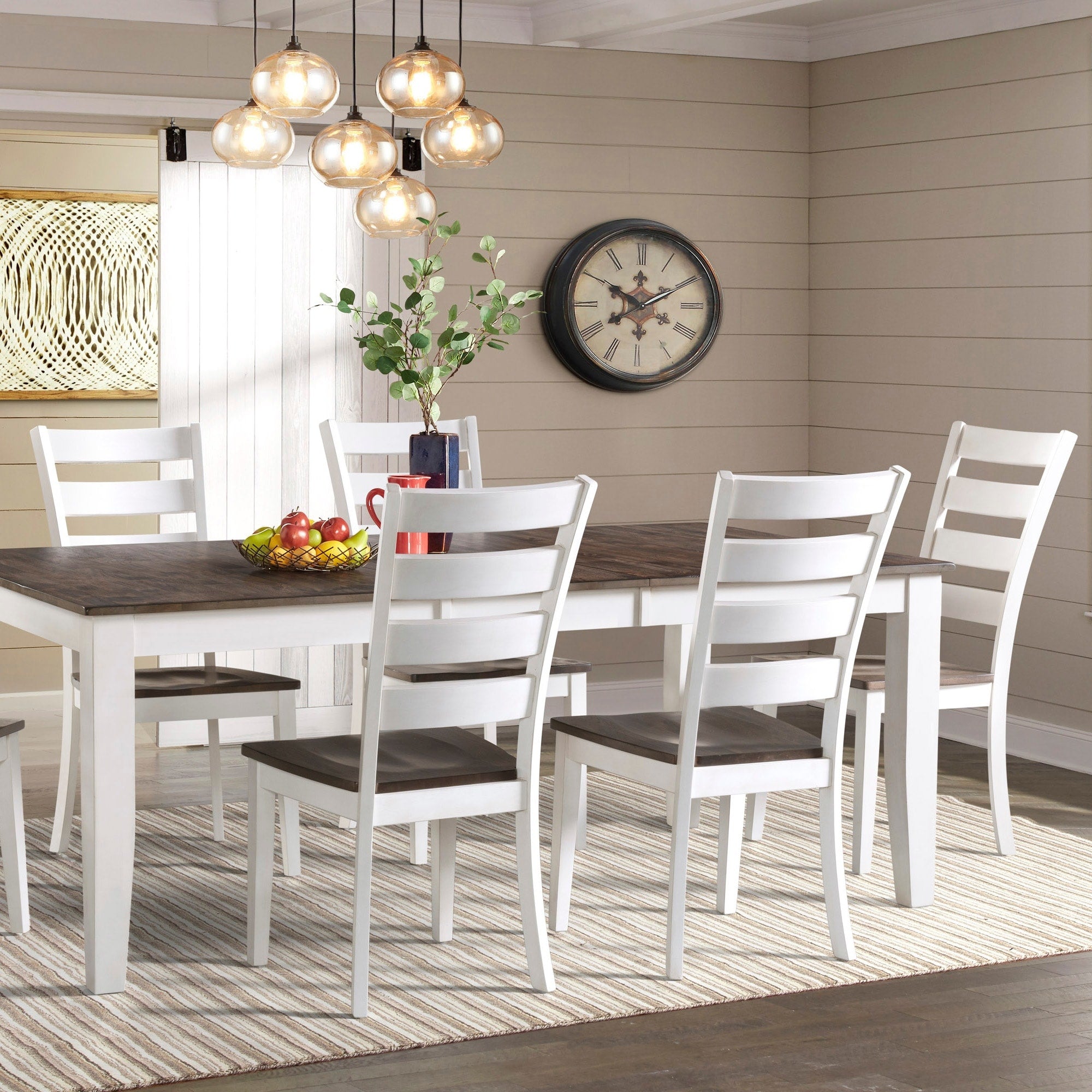 Kona Grey And White Wood Ladder Back Side Chairs Set Of 2