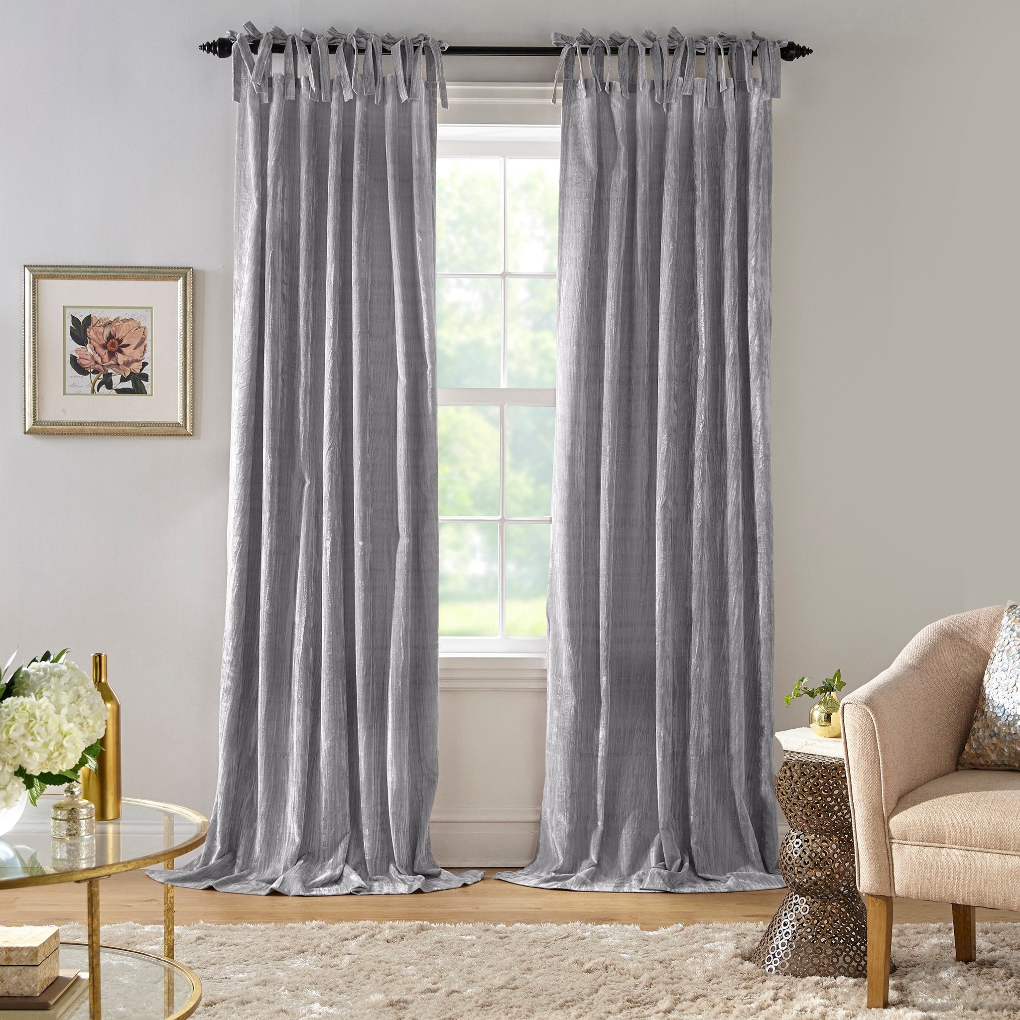 Korena Tie Top Crushed Velvet Window Curtain