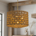 Koyo 4 Light Rattan Drum Pendant Coastal Boho Handwoven