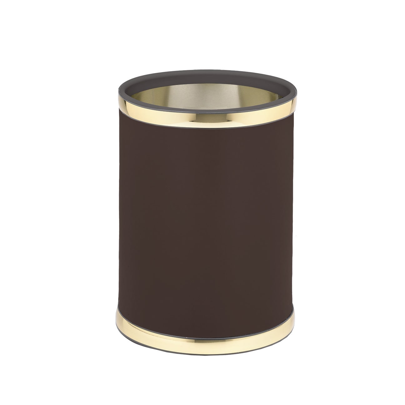 Kraftware Sophisticates With Polished Gold 10.75 Inch Round Waste Basket
