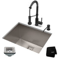 Kraus 24 Inch Stainless Steel Kitchen Sink Faucet Soap Dispenser Set