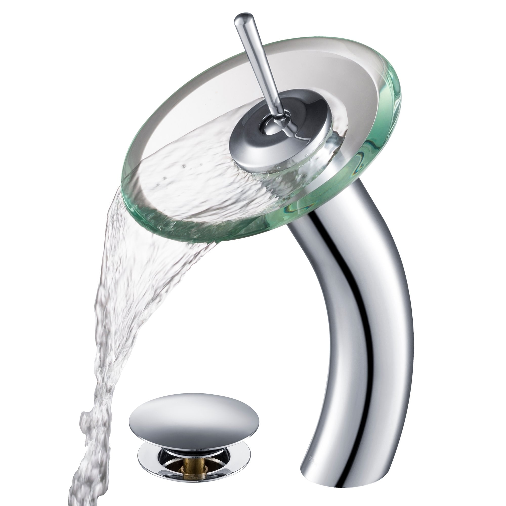 Kraus Kgw 1700 Pu 10 Cl Waterfall Single Hole Clear Glass Vessel