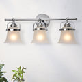 Krishna Chrome 3 Light Wall Sconce With Frosted Glass Shade
