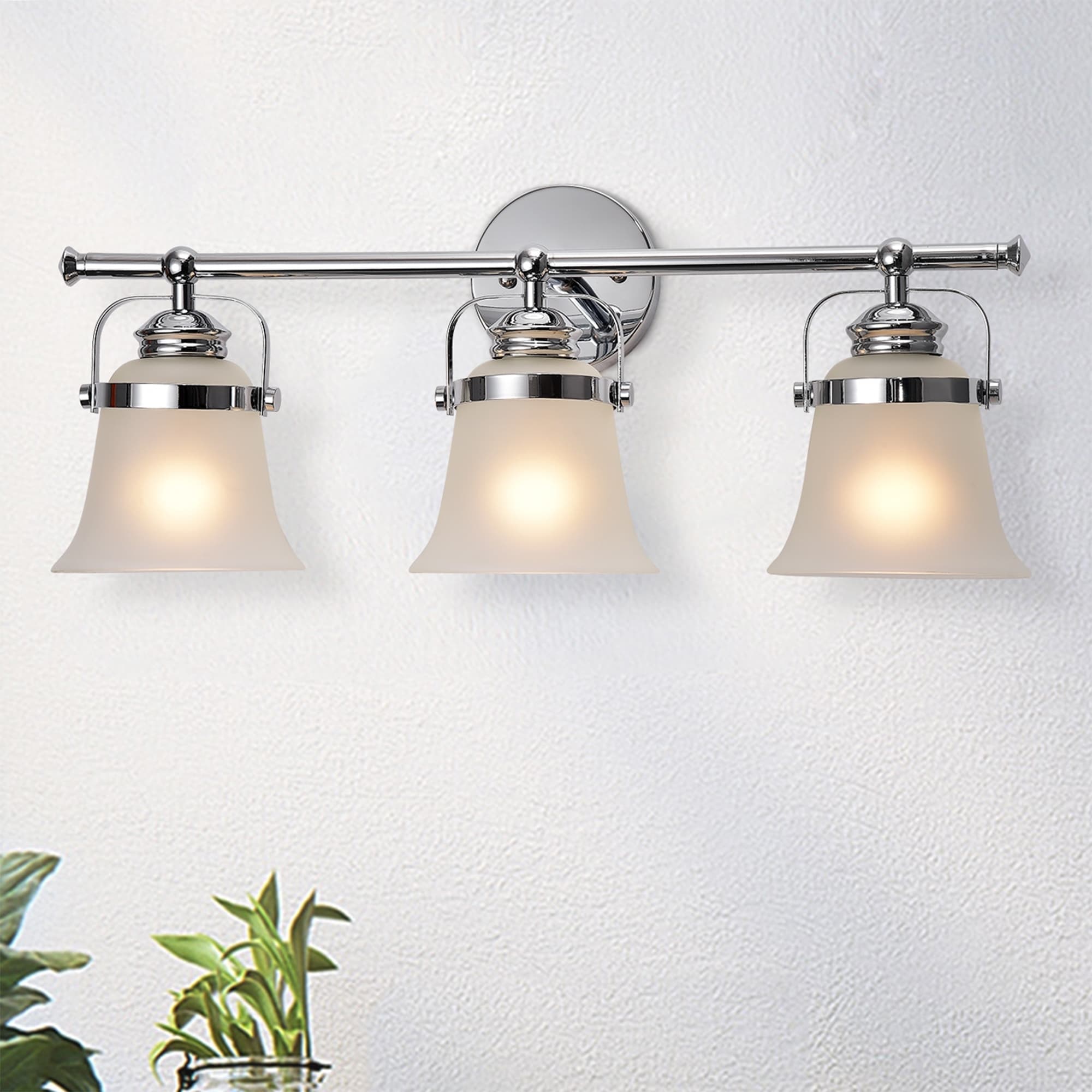 Krishna Chrome 3 Light Wall Sconce With Frosted Glass Shade