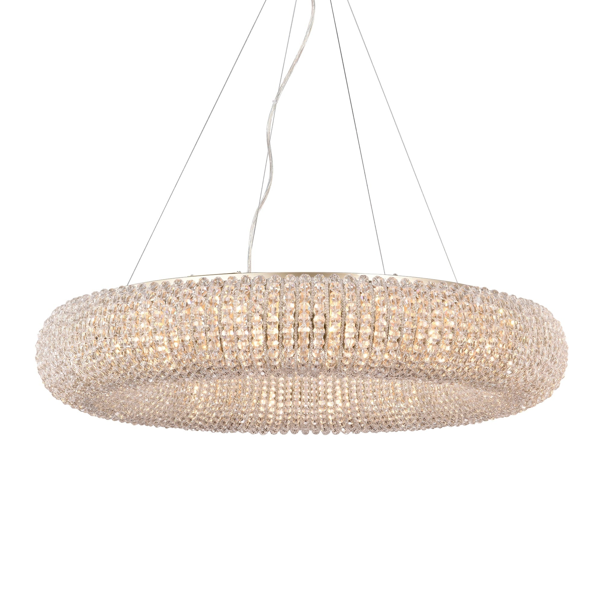 Krista Glam Champagne Gold Crystal Chandelier 2 Size Options 16 Light 24 Light Dimmable G9 Fixture With Adjustable Wire