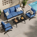 Kullavik 4 Piece Patio Furniture Set Outdoor Metal Patio Furniture With Coffee Table Rocking Chairs Conversation Set