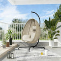 Kullavik Foldable Egg Chair With Stand Textilene Jacquard Fabric Swing Chair With Strong Metal Frame
