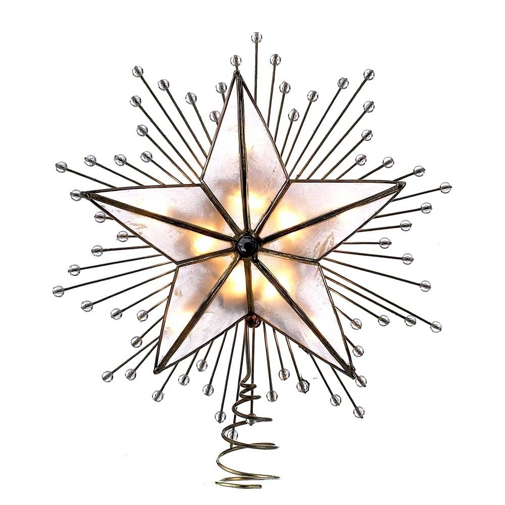 Kurt Adler 10 Inch 5 Point Capiz Star Treetop With Rays And Beads