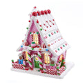 Kurt Adler 10 Inch Pink Battery Operated Candy Led Gingerbread House Table Piece