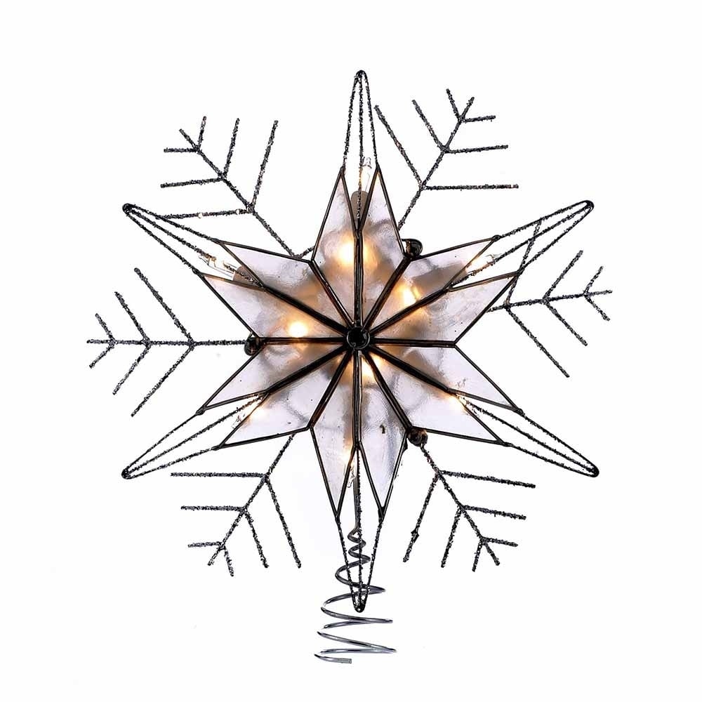 Kurt Adler 10 Light 10 Inch Silver Capiz Wire Snowflake Treetop