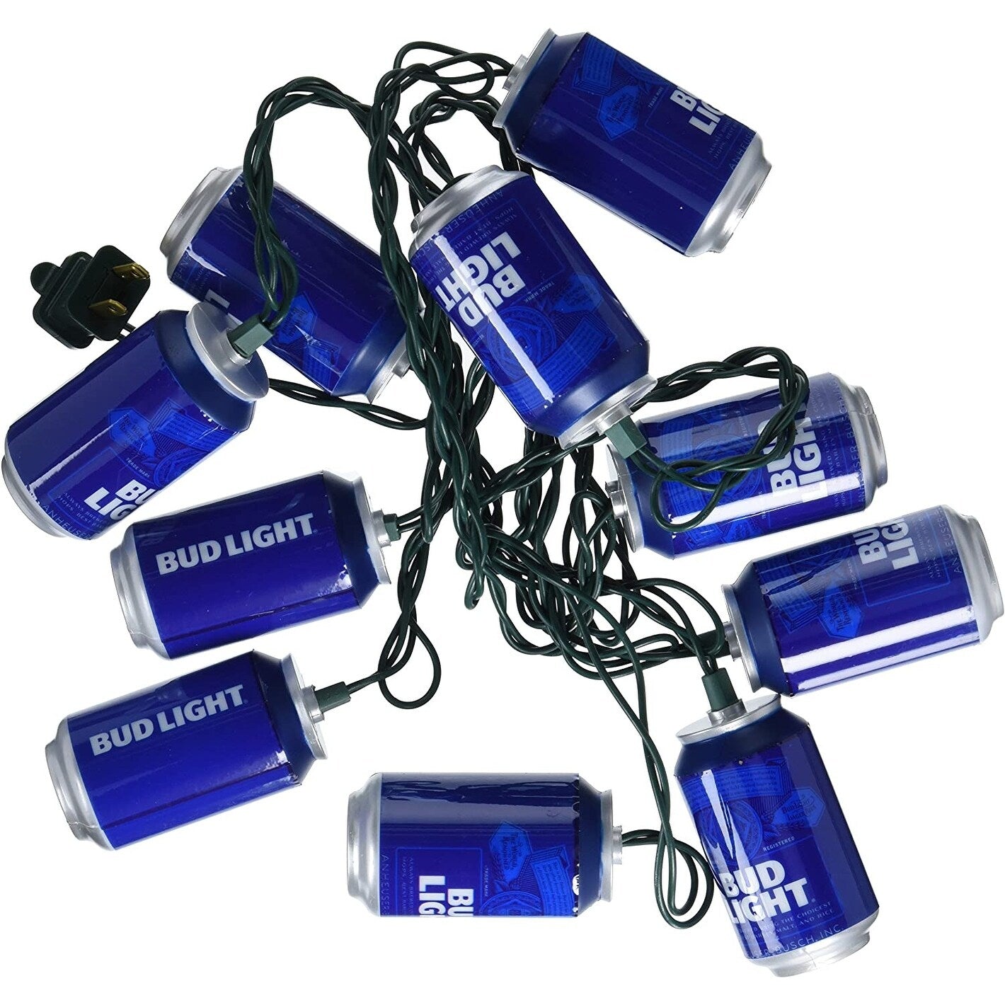 Kurt Adler 10 Light Bud Light Beer Can New Logo Light Set