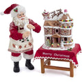 Kurt Adler 10.5 Inch Battery Operated Fabriche Santa Decorating Led Gingerbread House Table Piece